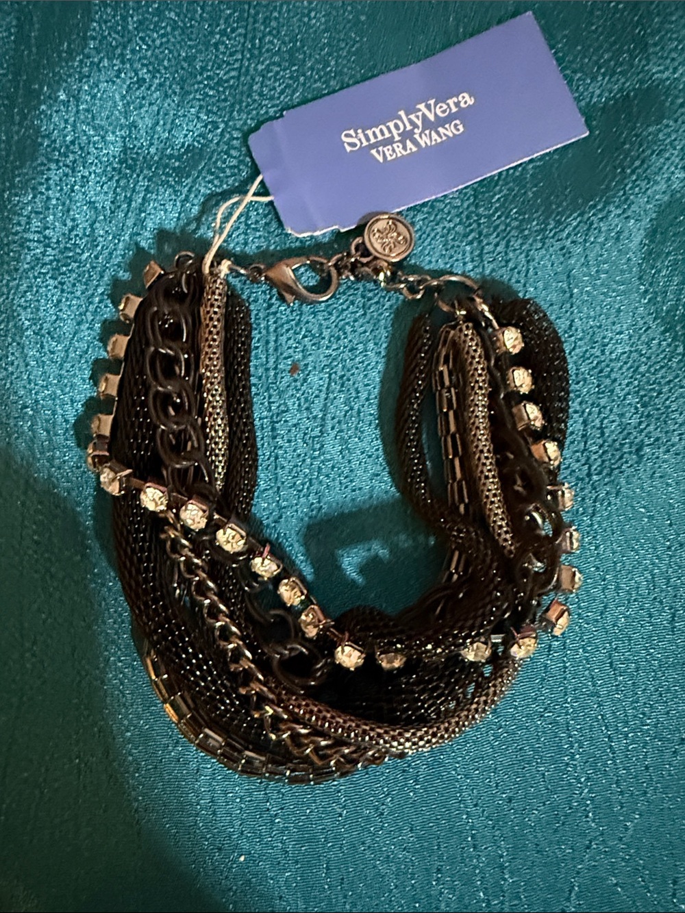 Simply Vera Vera Wang Black Multi-Chain Bracelet with Rhinestones